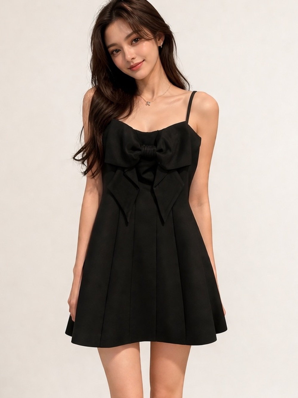 Ever New Black Strapless Dress with Bow Accent